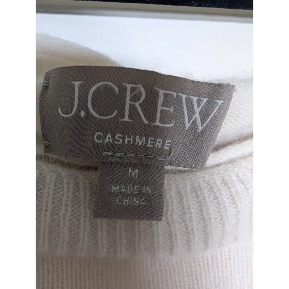 J.Crew 100% Cashmere Ivory Short Sleeve Sweater Women's M Luxury VERY Soft Knit